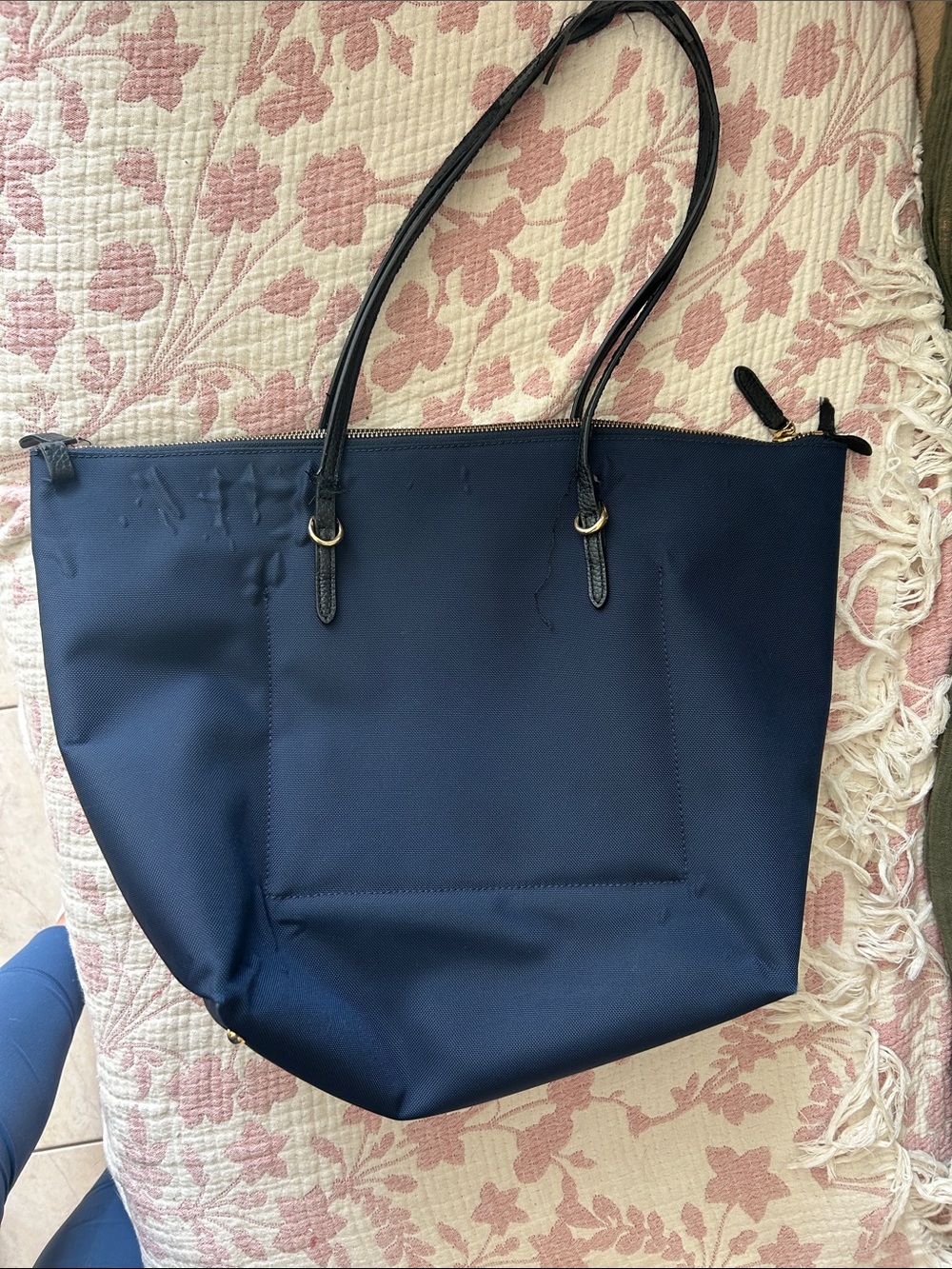 Ralph Lauren Navy Large Tote Bag with Black Straps
